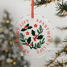 Load image into Gallery viewer, Apartment Life Glass Ornament — Holiday Holly Wreath Decoration