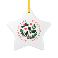 Load image into Gallery viewer, Apartment Life Ceramic Ornament — Floral Wreath Holiday Decoration