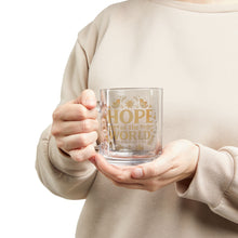 Load image into Gallery viewer, Hope of the World Glass Mug — 10oz Inspirational Christmas Coffee Cup