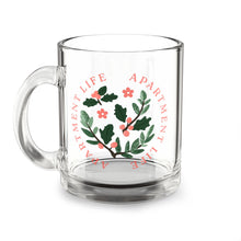 Load image into Gallery viewer, Glass Mug — 'Apartment Life' Floral 10oz Clear Coffee Cup